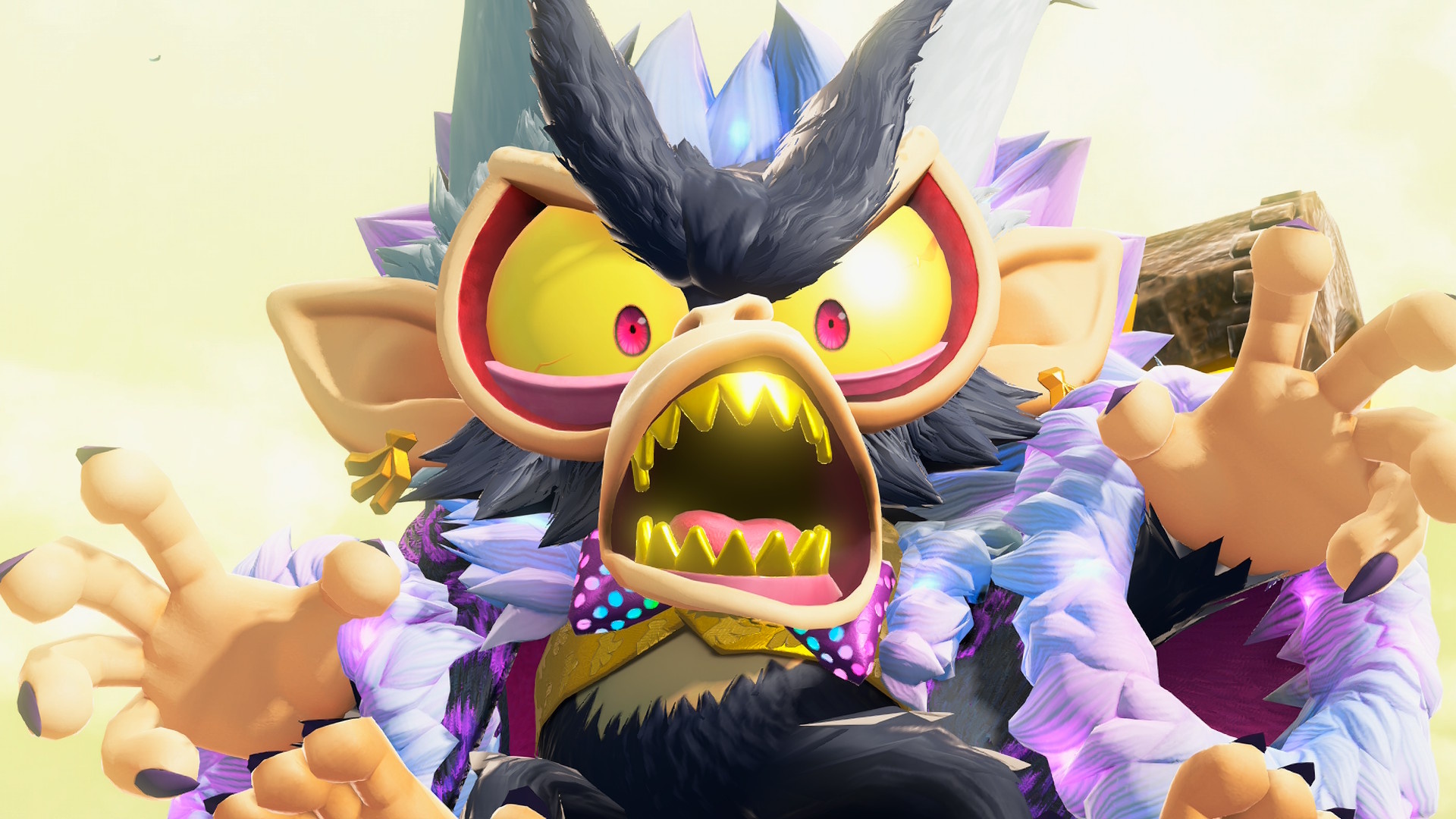 Void Kong de DK Bananza, olhos arregalados e boca aberta em raiva