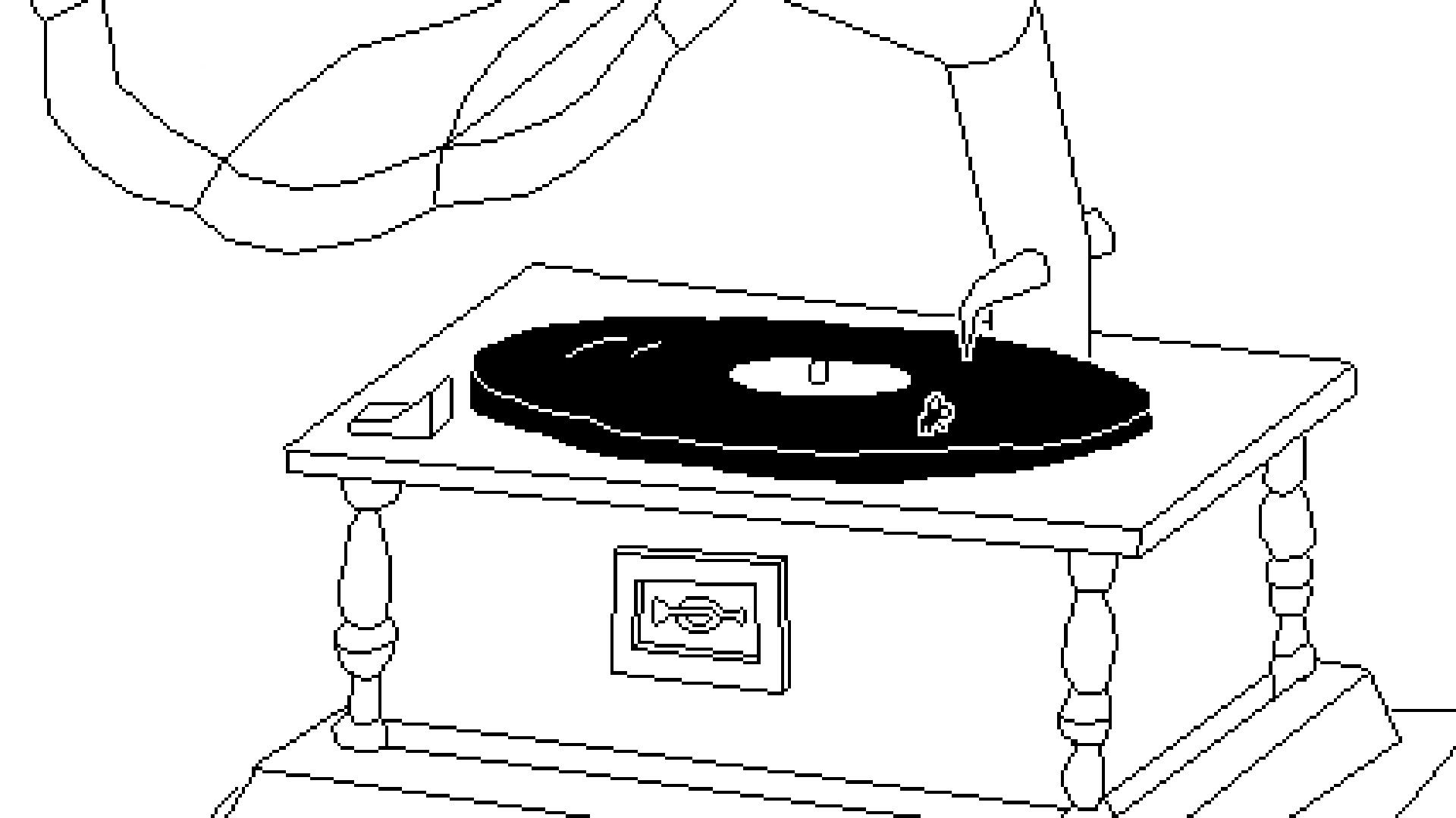 Uma mosca fica em um toca -discos vintage em uma captura de tela de moscas do tempo
