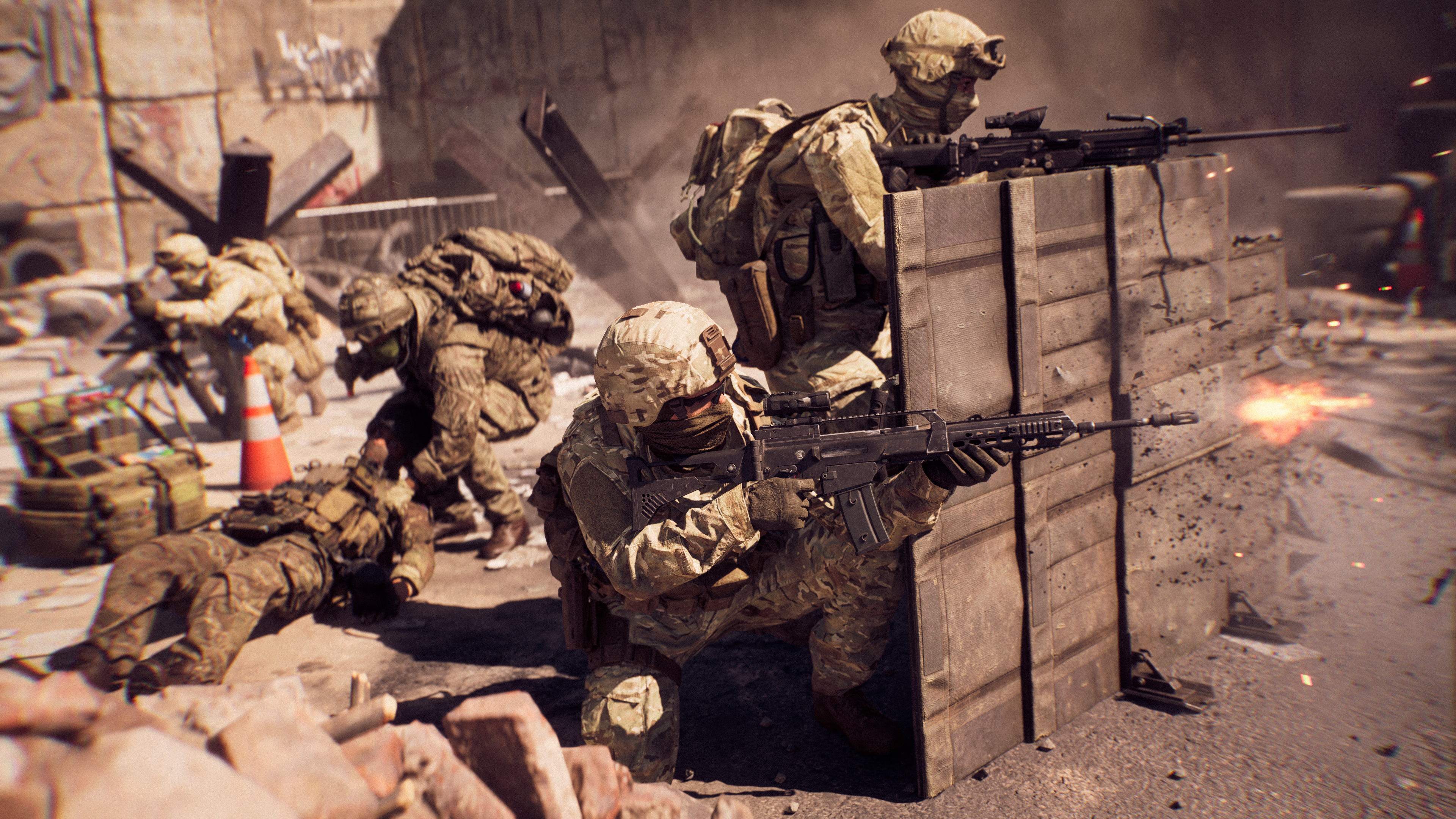 Os soldados estão atrás de uma barricada em arte -chave para o Battlefield 6