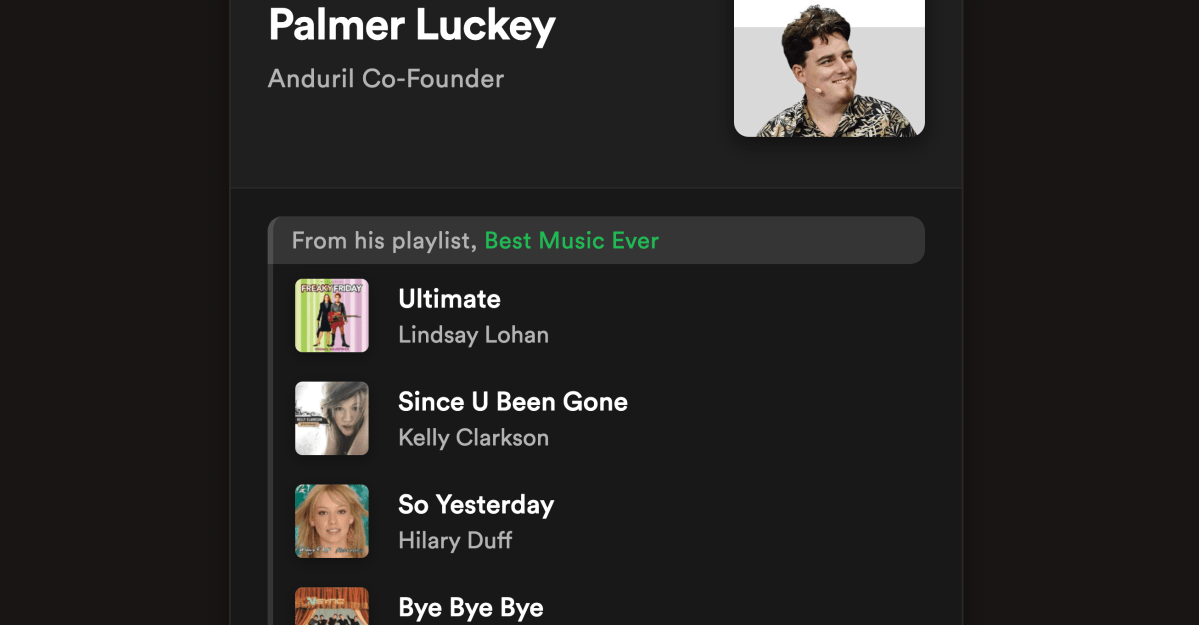 As configurações ruins de privacidade do Spotify acabaram de vazar os Bops de Palmer Luckey