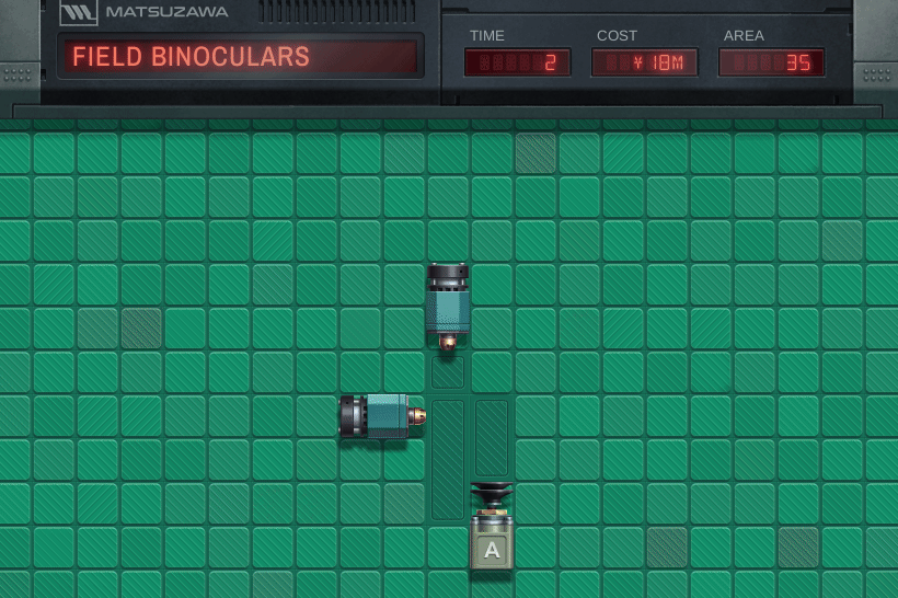 Um GIF mostra um par de binóculos sendo construído em uma linha de montagem em Kaizen: uma história de fábrica.