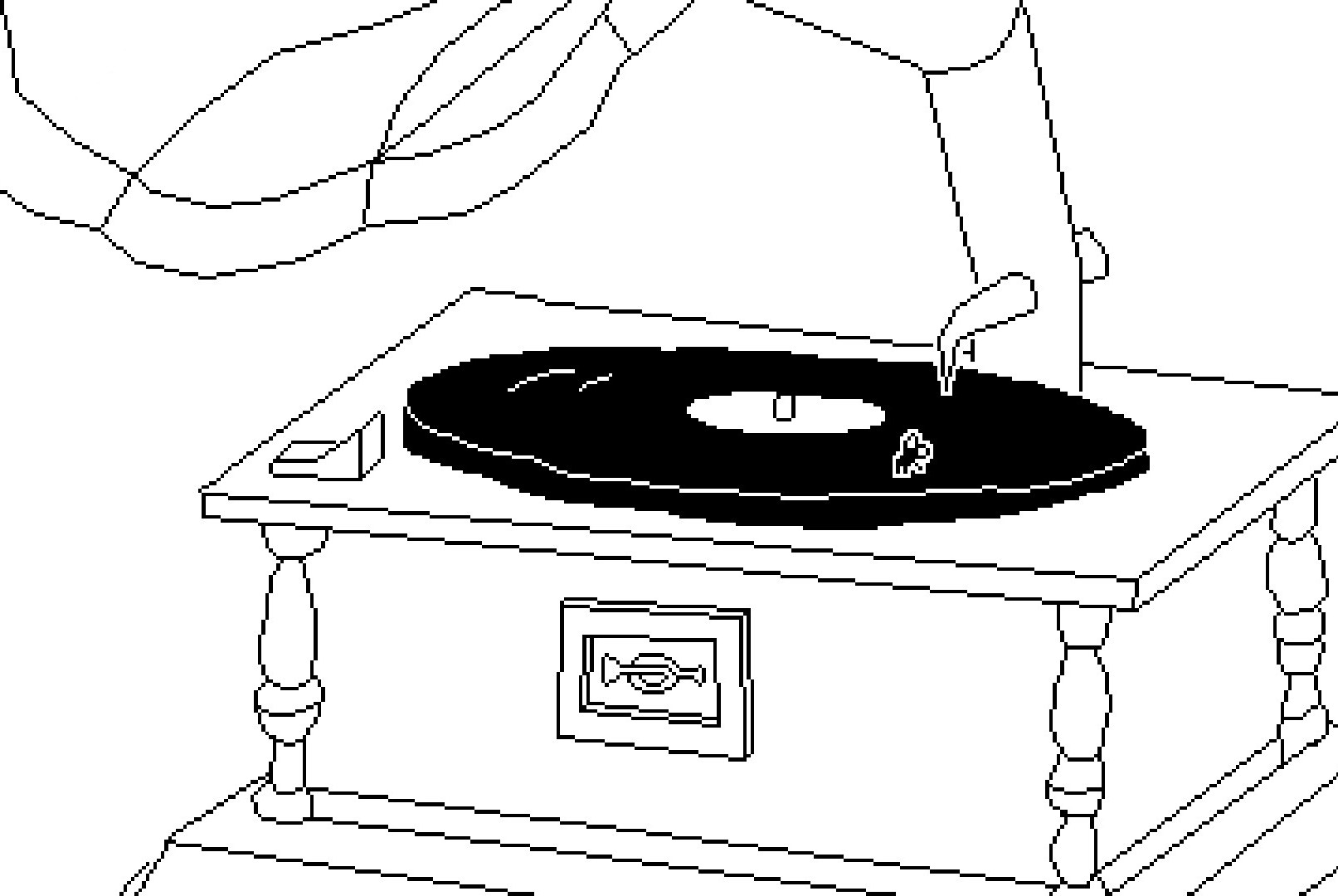 Uma mosca fica em um toca -discos vintage em uma captura de tela de moscas do tempo